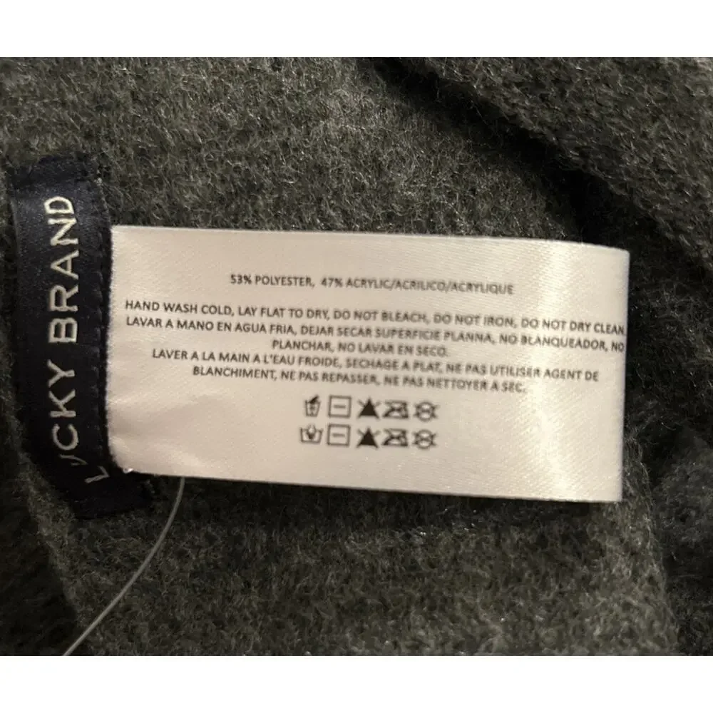 Lucky‎ Brand Women's Scarf With Fringe Dark Grey Color 15 X 75 Original $69.50